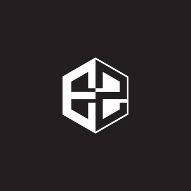 EZ E Z ZE Logo monogram hexagon with black background negative space style