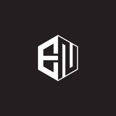 EN E N NE Logo monogram hexagon with black background negative space style