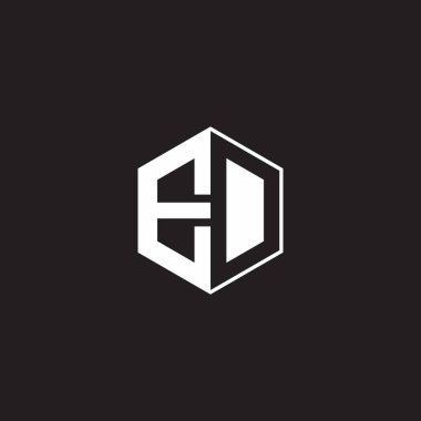 ED E D DE Logo monogram hexagon with black background negative space style