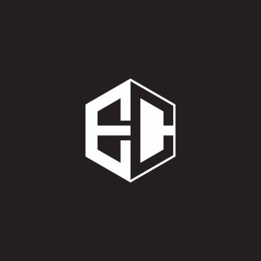 EC E C CE Logo monogram hexagon with black background negative space style