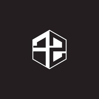 FZ F Z ZF Logo monogram hexagon with black background negative space style