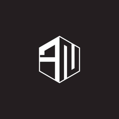 FN F N NF Logo monogram hexagon with black background negative space style