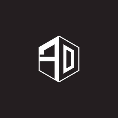 FO F O OF Logo monogram hexagon with black background negative space style