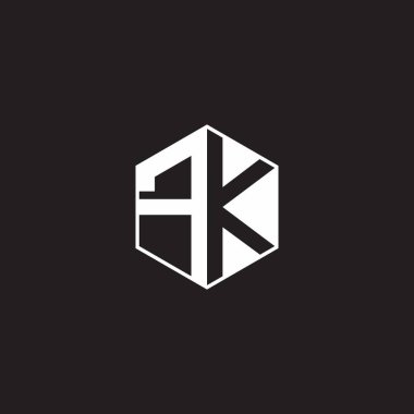 FK F K KF Logo monogram hexagon with black background negative space style