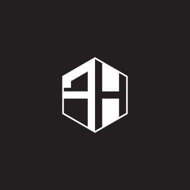 FH F H HF Logo monogram hexagon with black background negative space style