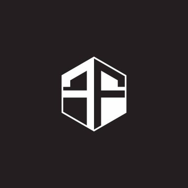FF F Logo monogram hexagon with black background negative space style