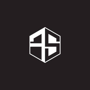 FS F S SF Logo monogram hexagon with black background negative space style