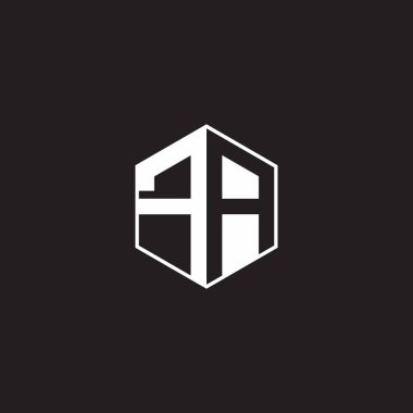 FA F A AF Logo monogram hexagon with black background negative space style