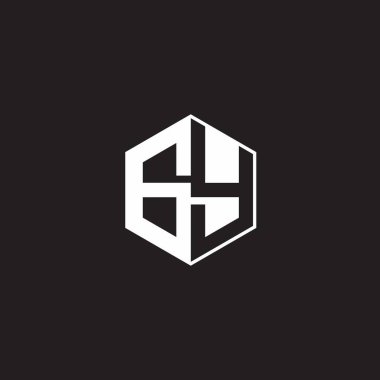 GY G Y YG Logo monogram hexagon with black background negative space style