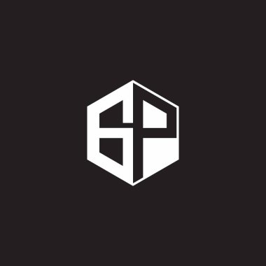 GP G P PG Logo monogram hexagon with black background negative space style
