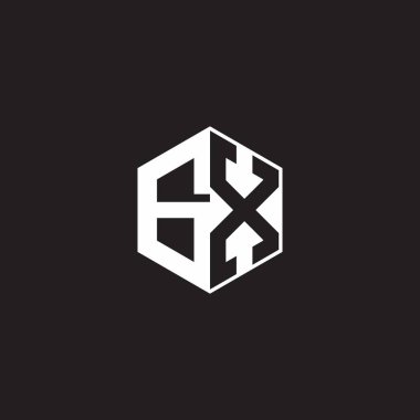 GX G X XG Logo monogram hexagon with black background negative space style