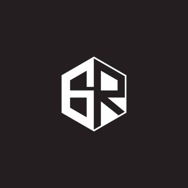 GR G R RG Logo monogram hexagon with black background negative space style