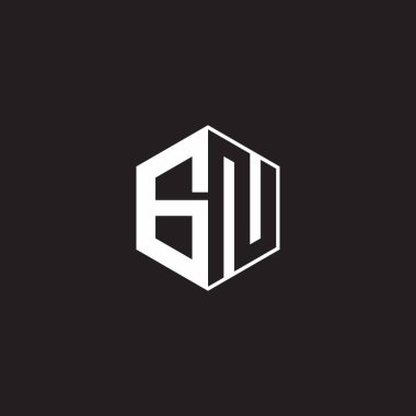 GN G N NG Logo monogram hexagon with black background negative space style