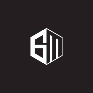 GM G M MG Logo monogram hexagon with black background negative space style