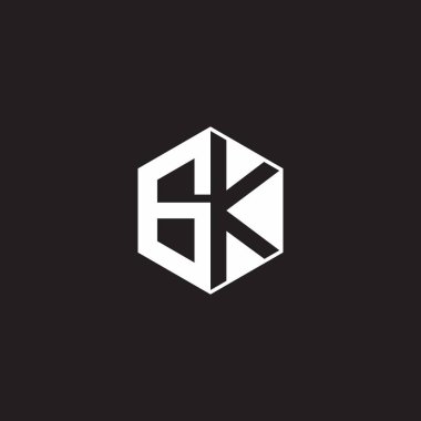 GK G K KG Logo monogram hexagon with black background negative space style
