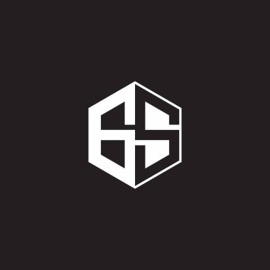 GS G S SG Logo monogram hexagon with black background negative space style
