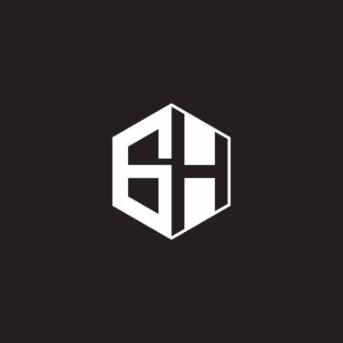 GH G H HG Logo monogram hexagon with black background negative space style