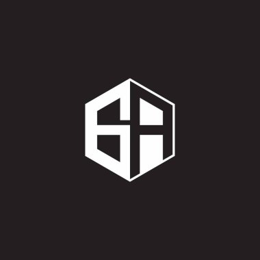 GA G A AG Logo monogram hexagon with black background negative space style