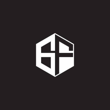 GF G F FG Logo monogram hexagon with black background negative space style