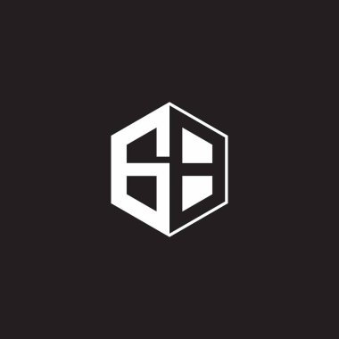 GB G B BG Logo monogram hexagon with black background negative space style