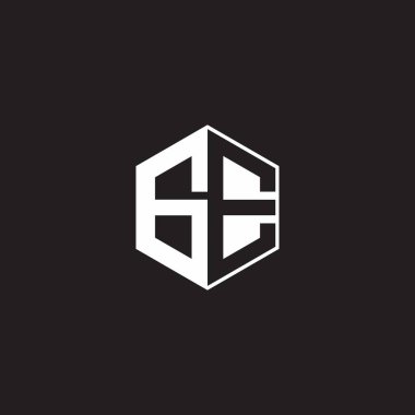 GE G E EG Logo monogram hexagon with black background negative space style