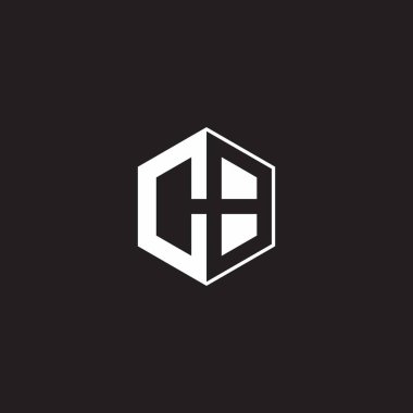 CB C B BC Logo monogram hexagon with black background negative space style