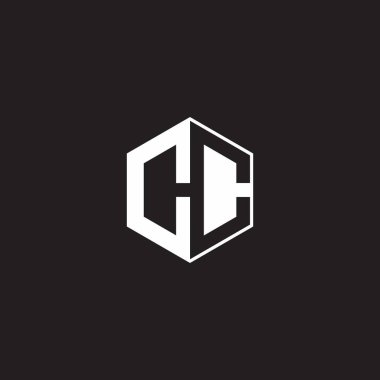 CC C Logo monogram hexagon with black background negative space style