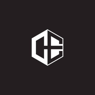 CE C E EC Logo monogram hexagon with black background negative space style
