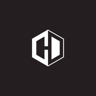 CD C D DC Logo monogram hexagon with black background negative space style