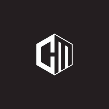 CM C M MC Logo monogram hexagon with black background negative space style