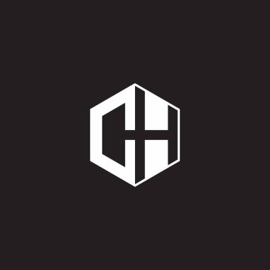 CH C H HC Logo monogram hexagon with black background negative space style