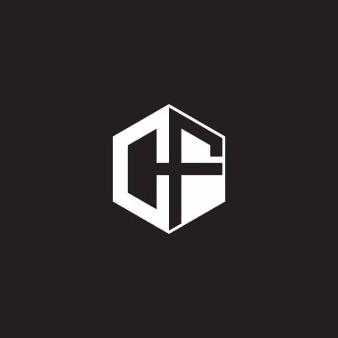 CF C F FC Logo monogram hexagon with black background negative space style