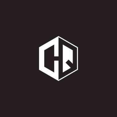 CQ C Q QC Logo monogram hexagon with black background negative space style