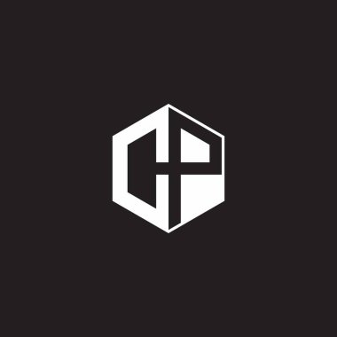 CP C P PC Logo monogram hexagon with black background negative space style