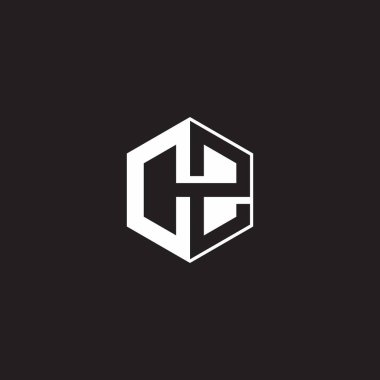 CZ C Z ZC Logo monogram hexagon with black background negative space style