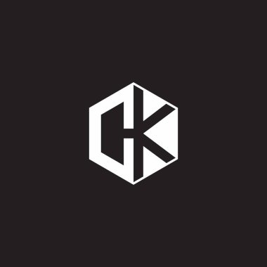 CK C K KC Logo monogram hexagon with black background negative space style