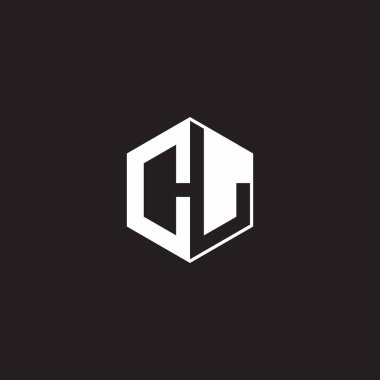 CL C L LC Logo monogram hexagon with black background negative space style