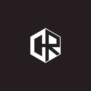 CR C R RC Logo monogram hexagon with black background negative space style