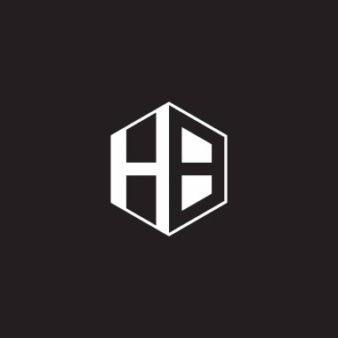 HB H B BH Logo monogram hexagon with black background negative space style