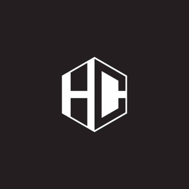 HC H C CH Logo monogram hexagon with black background negative space style