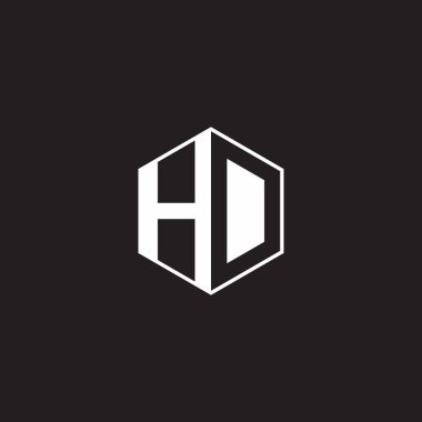 HD H D DH Logo monogram hexagon with black background negative space style