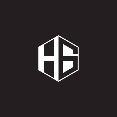 HG H G GH Logo monogram hexagon with black background negative space style
