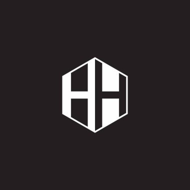 HH H Logo monogram hexagon with black background negative space style