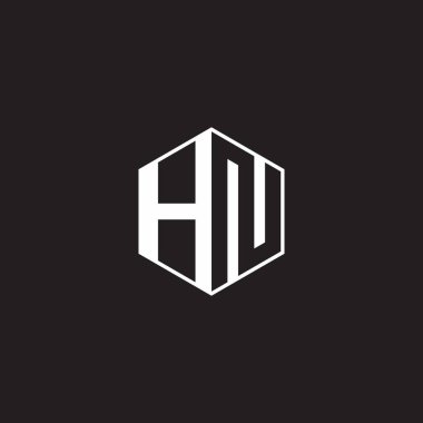 HN H N NH Logo monogram hexagon with black background negative space style