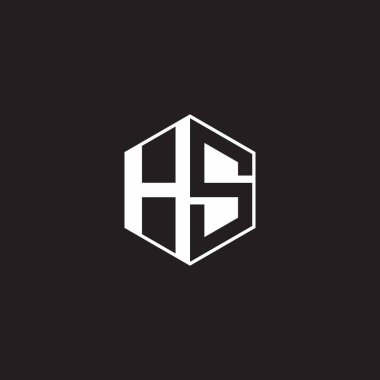 HS H S SH Logo monogram hexagon with black background negative space style