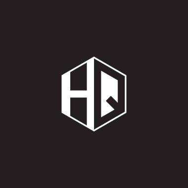 HQ H Q QH Logo monogram hexagon with black background negative space style