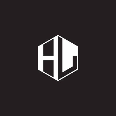 HL H L LH Logo monogram hexagon with black background negative space style