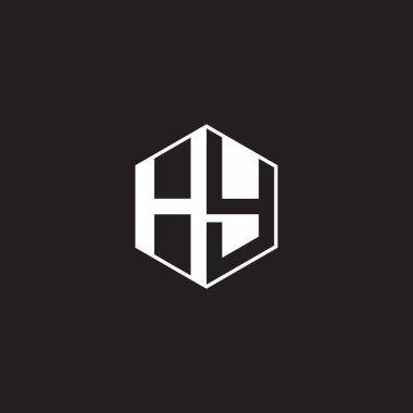 HY H Y YH Logo monogram hexagon with black background negative space style