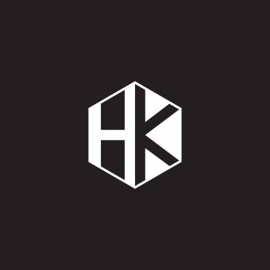 HK H K KH Logo monogram hexagon with black background negative space style