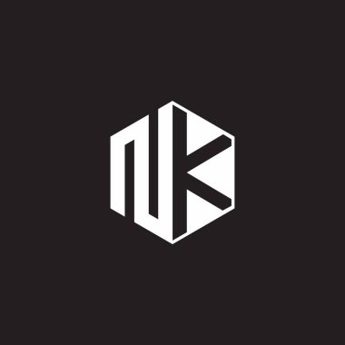 NK N K KN Logo monogram hexagon with black background negative space style
